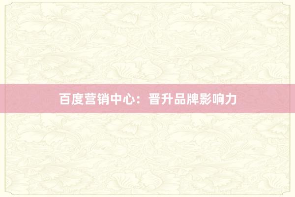 百度营销中心：晋升品牌影响力